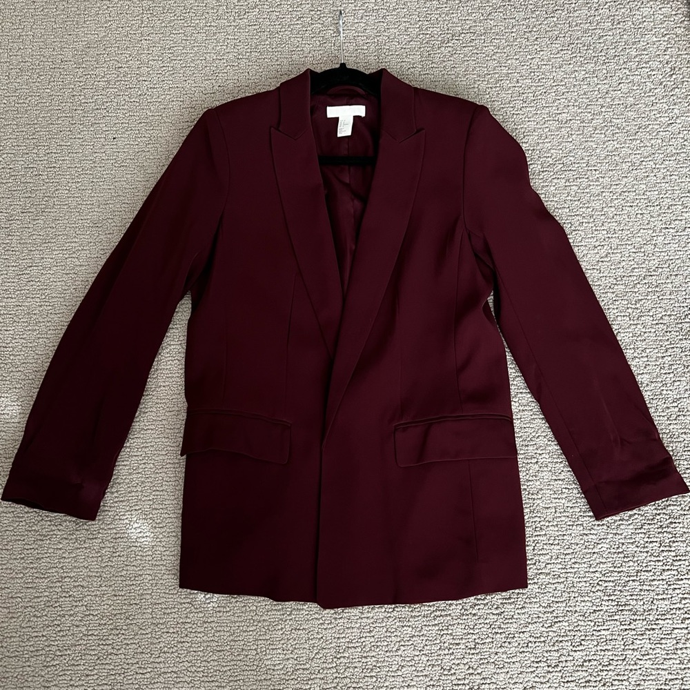 Burgundy blazer, size 8.